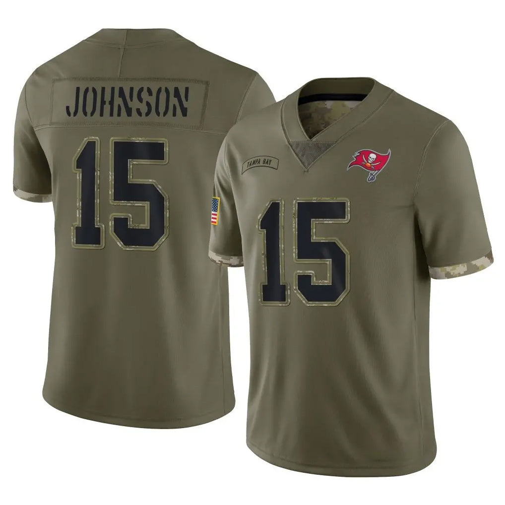 Elroe TB.Buccaneers #15 Tez Johnson Player Olive Limited Salute To Service Home Game Stitched Jerseys