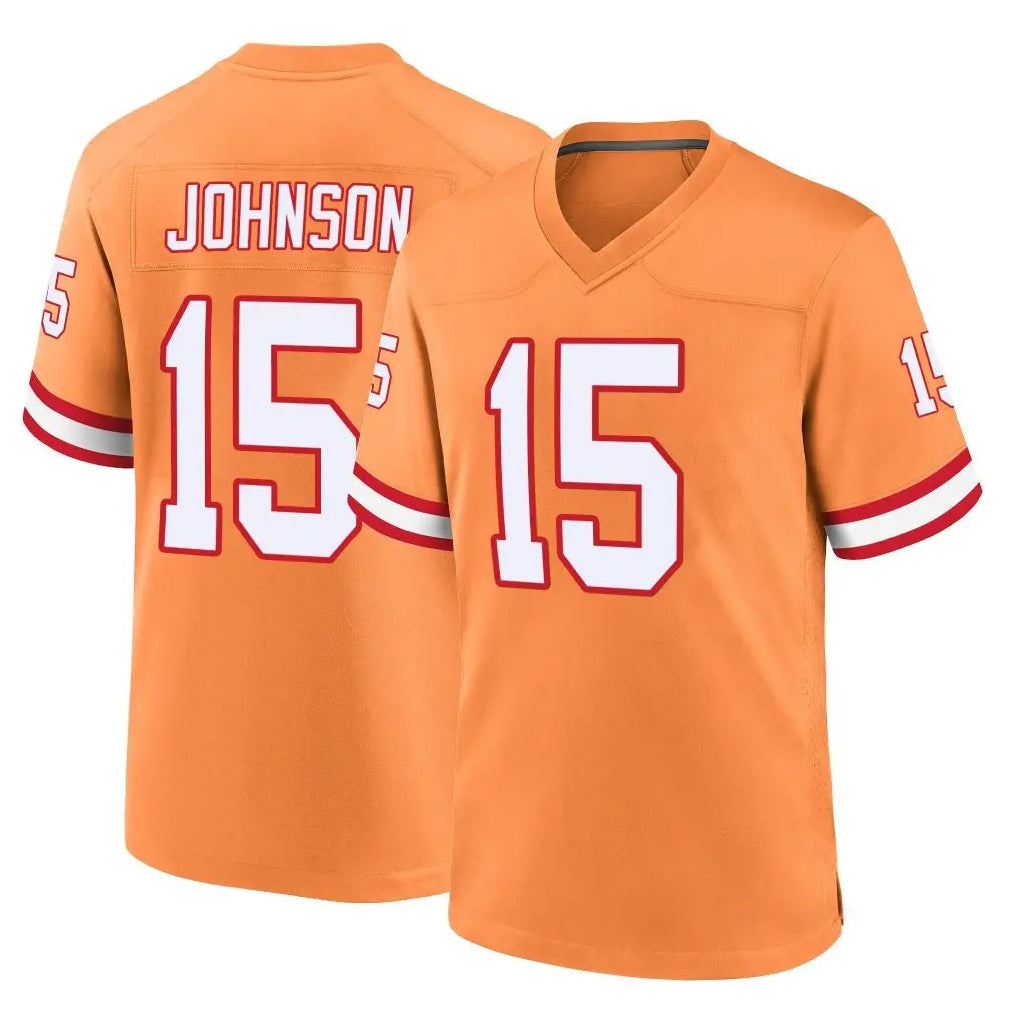 Elroe TB.Buccaneers #15 Tez Johnson Player Orange Throwback Home Game Stitched Jerseys