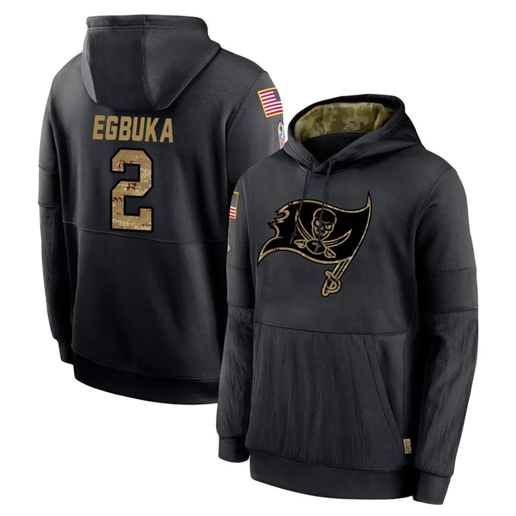 Elroe TB.Buccaneers #2 Emeka Egbuka Player Black Salute to Service Sideline Performance Pullover Hoodies Home Game Stitched Jerseys