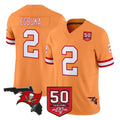 Elroe TB.Buccaneers #2 Emeka Egbuka Player Orange 50th Season Vapor Limited Home Game Stitched Jerseys