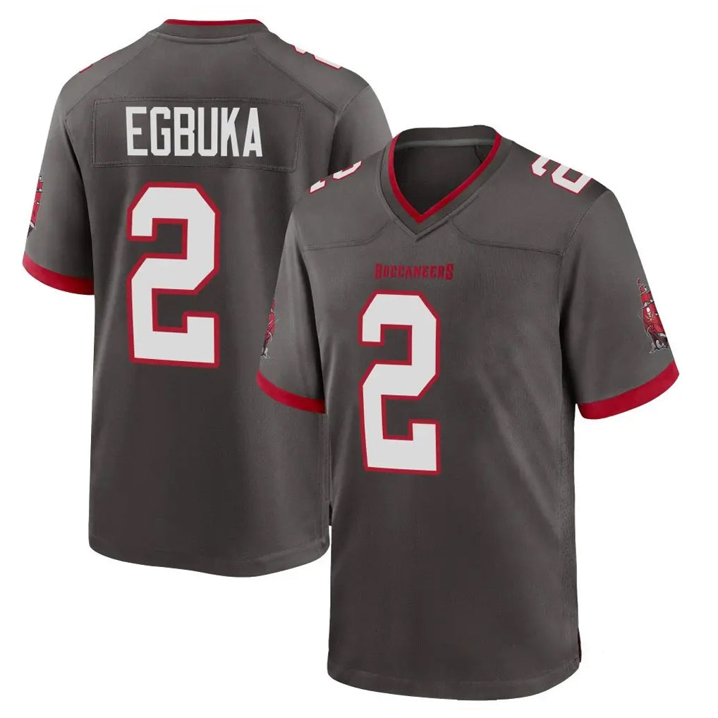 Elroe TB.Buccaneers #2 Emeka Egbuka Player Pewter Alternate Home Game Stitched Jerseys