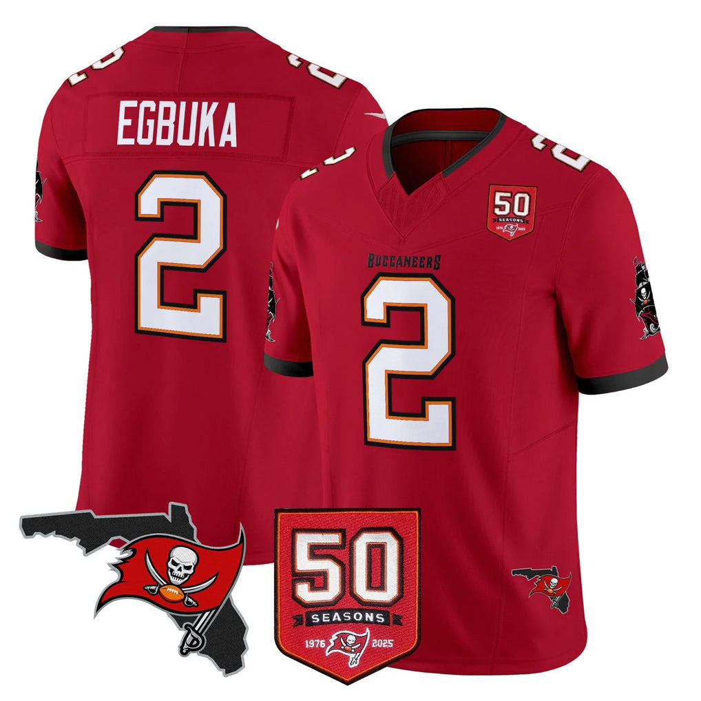 Elroe TB.Buccaneers #2 Emeka Egbuka Player Red Limited 2026 Season Vapor F.U.S.E. Home Game Stitched Jerseys