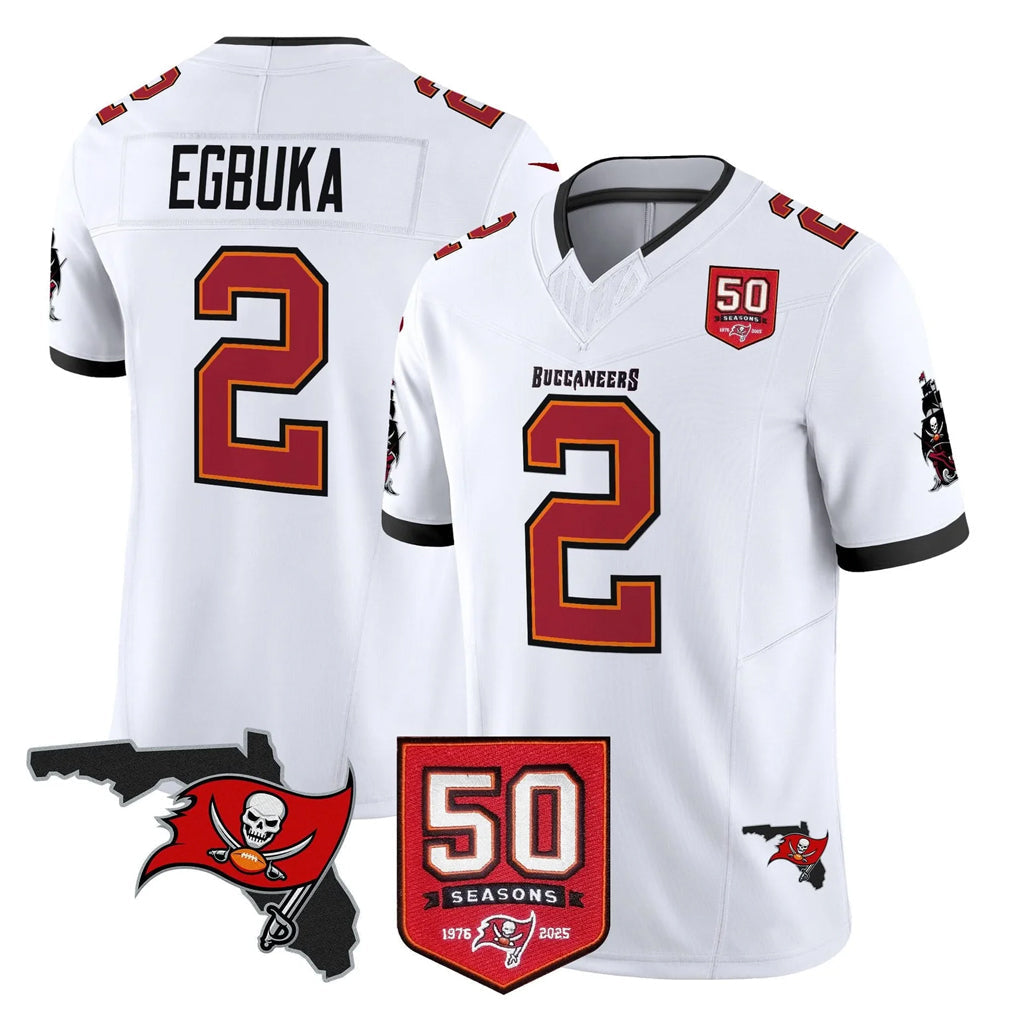 Elroe TB.Buccaneers #2 Emeka Egbuka Player White Limited 2026 Season Vapor F.U.S.E. Home Game Stitched Jerseys