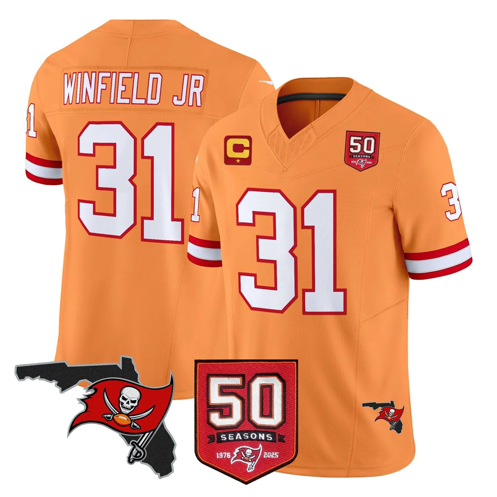 Elroe TB.Buccaneers #31 Antoine Winfield Jr. Player Orange 50th Season Vapor Limited Home Game Stitched Jerseys