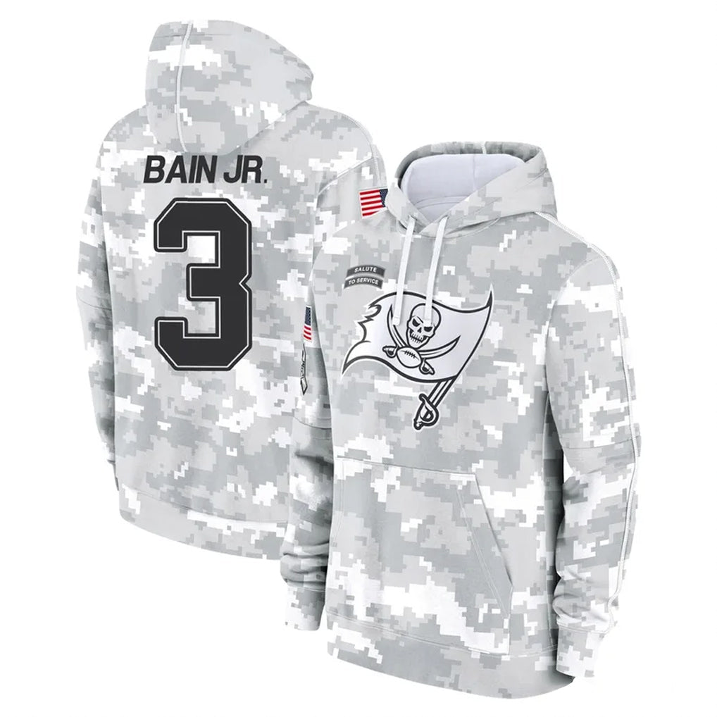 Elroe TB.Buccaneers #3 Rueben Bain Jr. Player Arctic Camo Limited Salute to Service Pullover Hoodies Game Stitched Jerseys