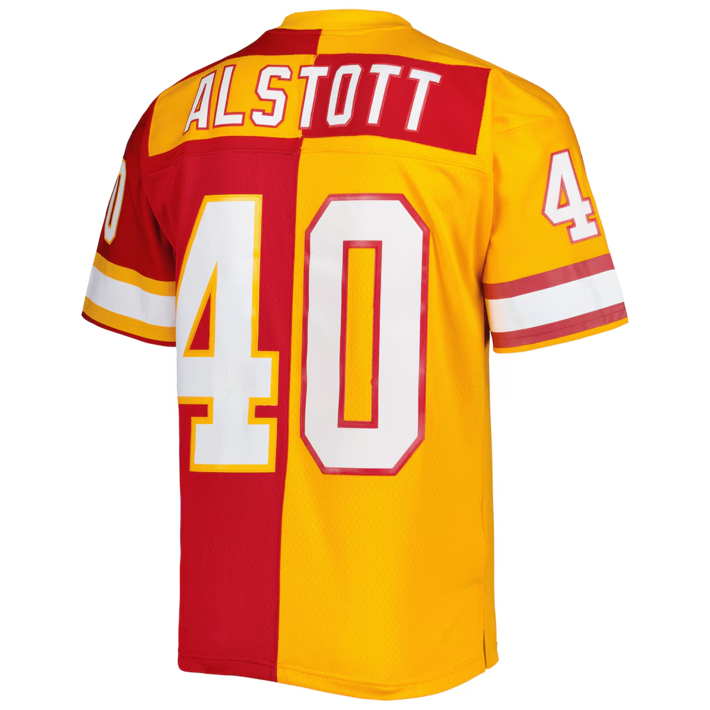 Elroe TB.Buccaneers #40 Mike Alstott Mitchell & Ness OrangeRed 1996 Split Legacy Replica Stitched Puhic Jersey