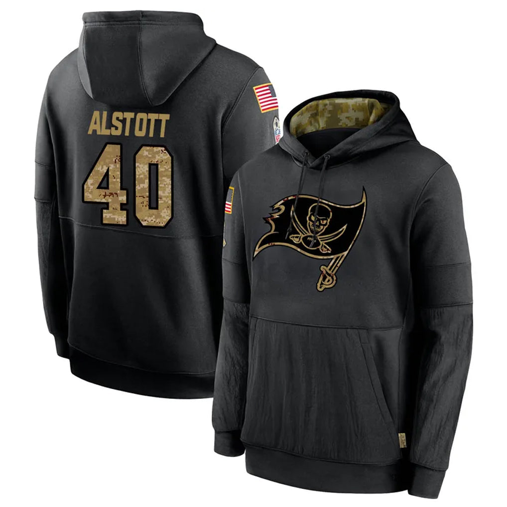 Elroe TB.Buccaneers #40 Mike Alstott Player Black Salute to Service Hoodies Stitched Jerseys