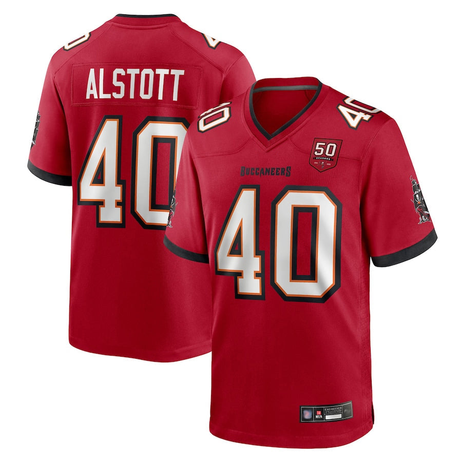 Elroe TB.Buccaneers #40 Mike Alstott Player Red 50th Anniversary GameStitched Jerseys