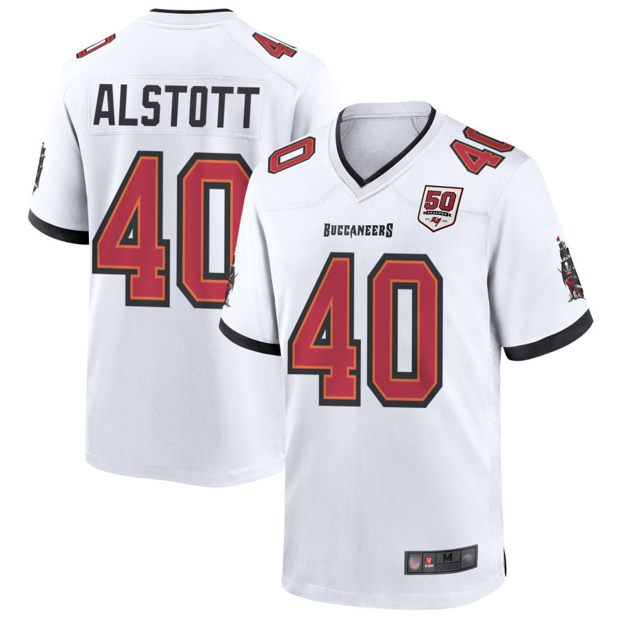 Elroe TB.Buccaneers #40 Mike Alstott Player White 50th Anniversary Game Stitched Jerseys