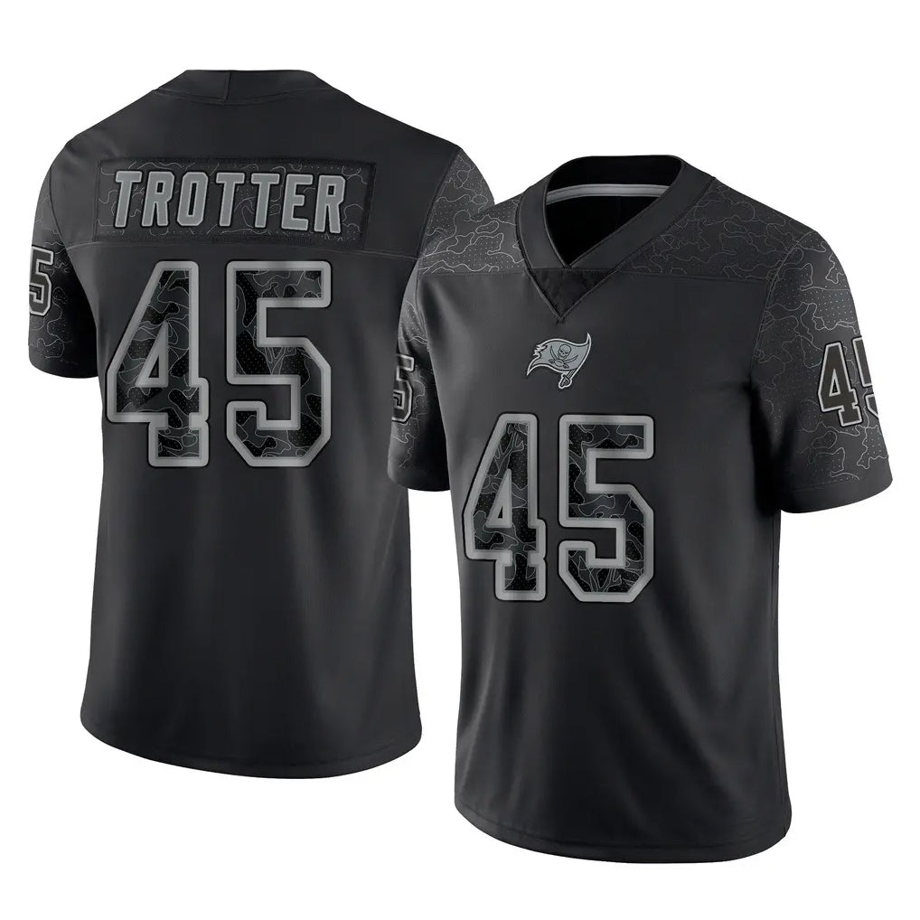 Elroe TB.Buccaneers #45 Josiah Trotter Player Black Reflective Limited Home Game Stitched Jerseys