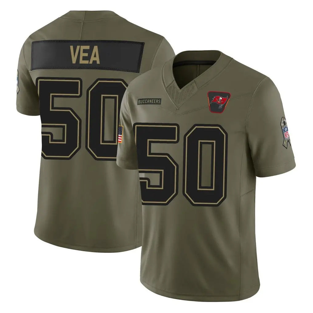 Elroe TB.Buccaneers #50 Vita Vea Player Olive 2025 Salute To Service Limited Home Game Stitched Jerseys