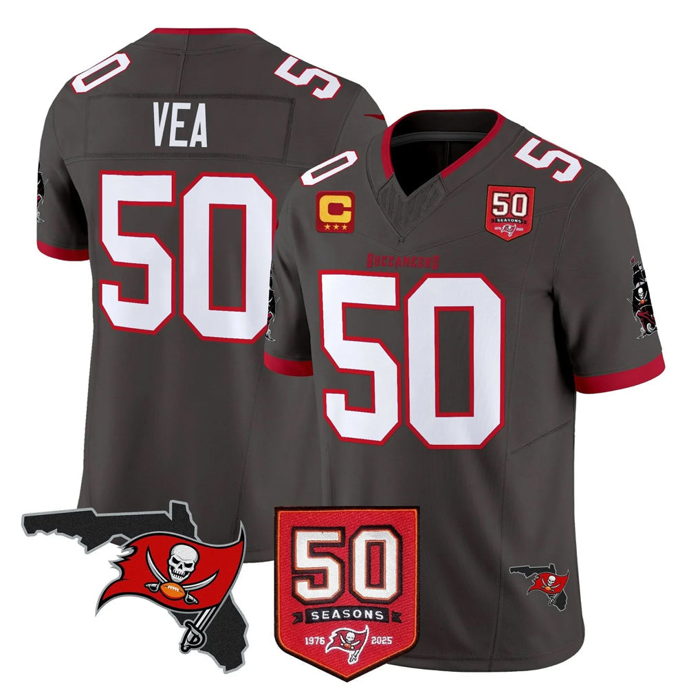 Elroe TB.Buccaneers #50 Vita Vea Player Pewter Limited 2026 Season Vapor F.U.S.E. Home Game Stitched Jerseys