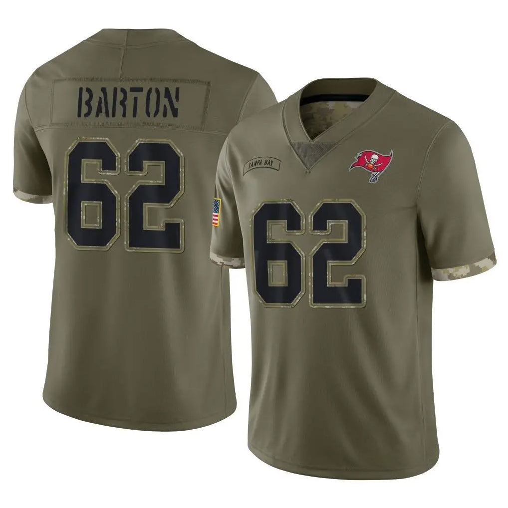 Elroe TB.Buccaneers #62 Graham Barton Player Olive Limited Salute To Service Home Game Stitched Jerseys