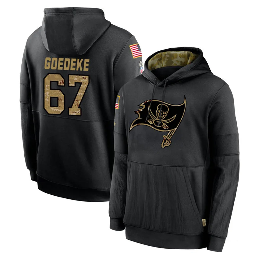 Elroe TB.Buccaneers #67 Luke Goedeke Player Black Salute to Service Sideline Performance Pullover Hoodies Home Game Stitched Jerseys