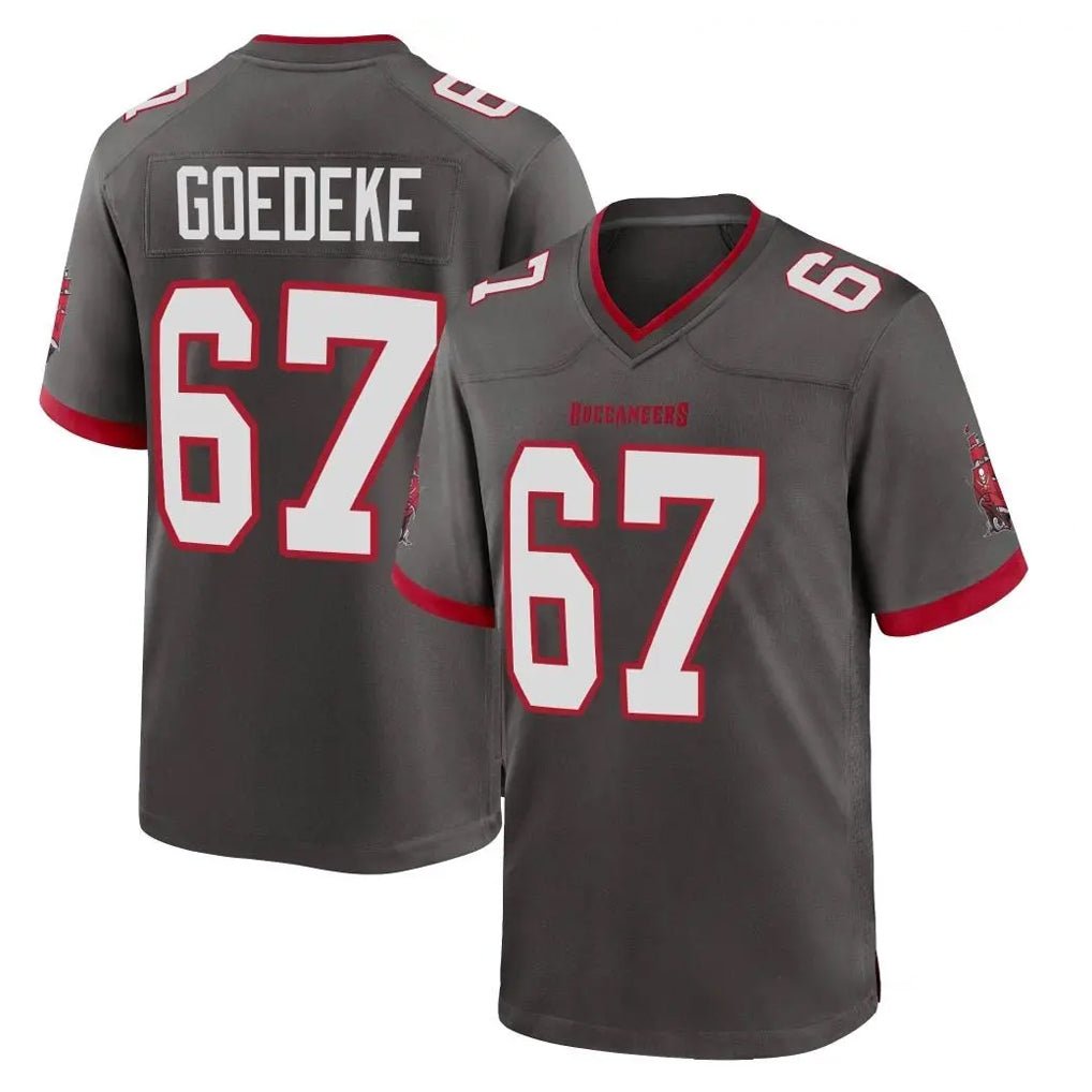 Elroe TB.Buccaneers #67 Luke Goedeke Player Pewter Alternate Home Game Stitched Jerseys