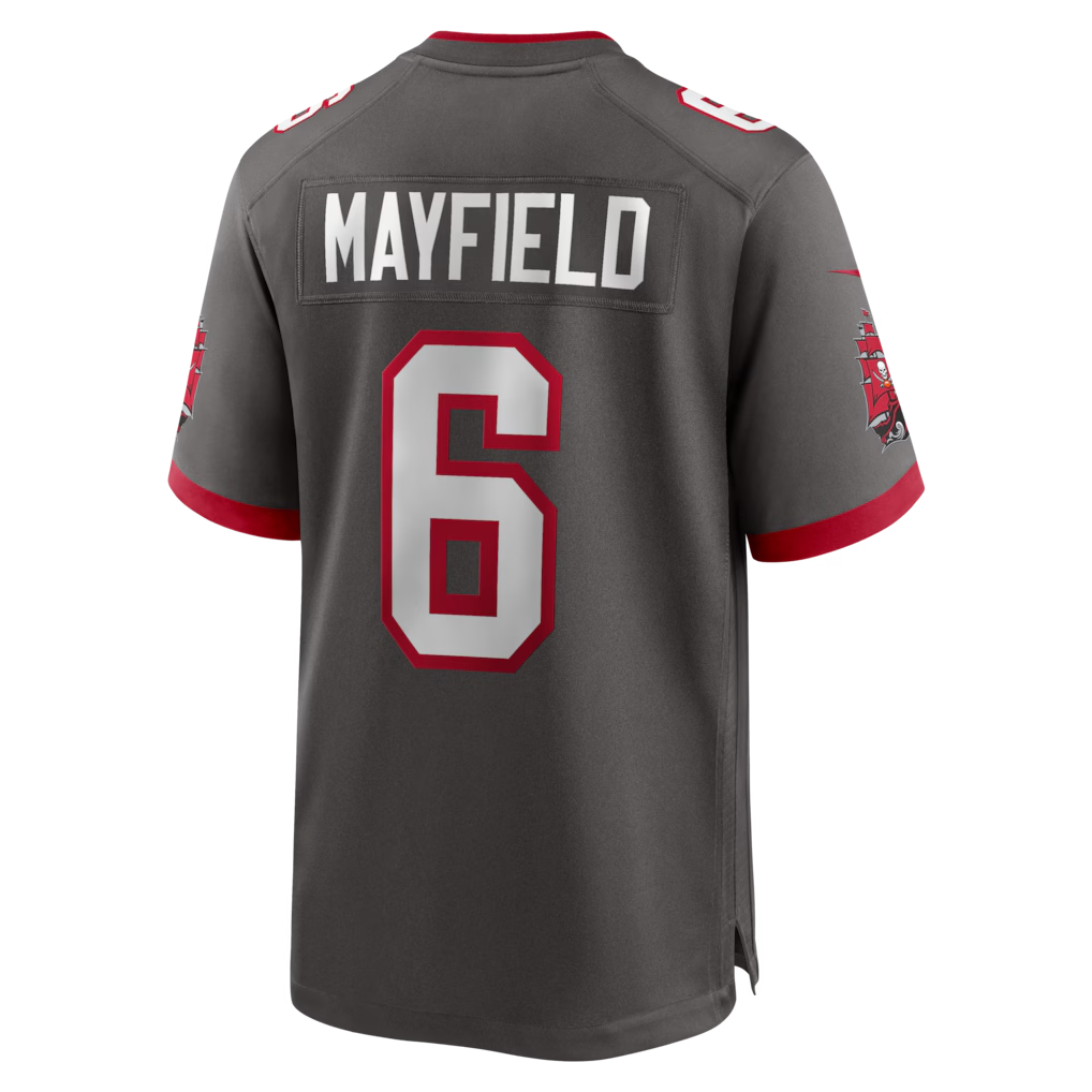 Elroe TB.Buccaneers #6 Baker Mayfield Pewter Alternate Game Player Stitched Jerseys