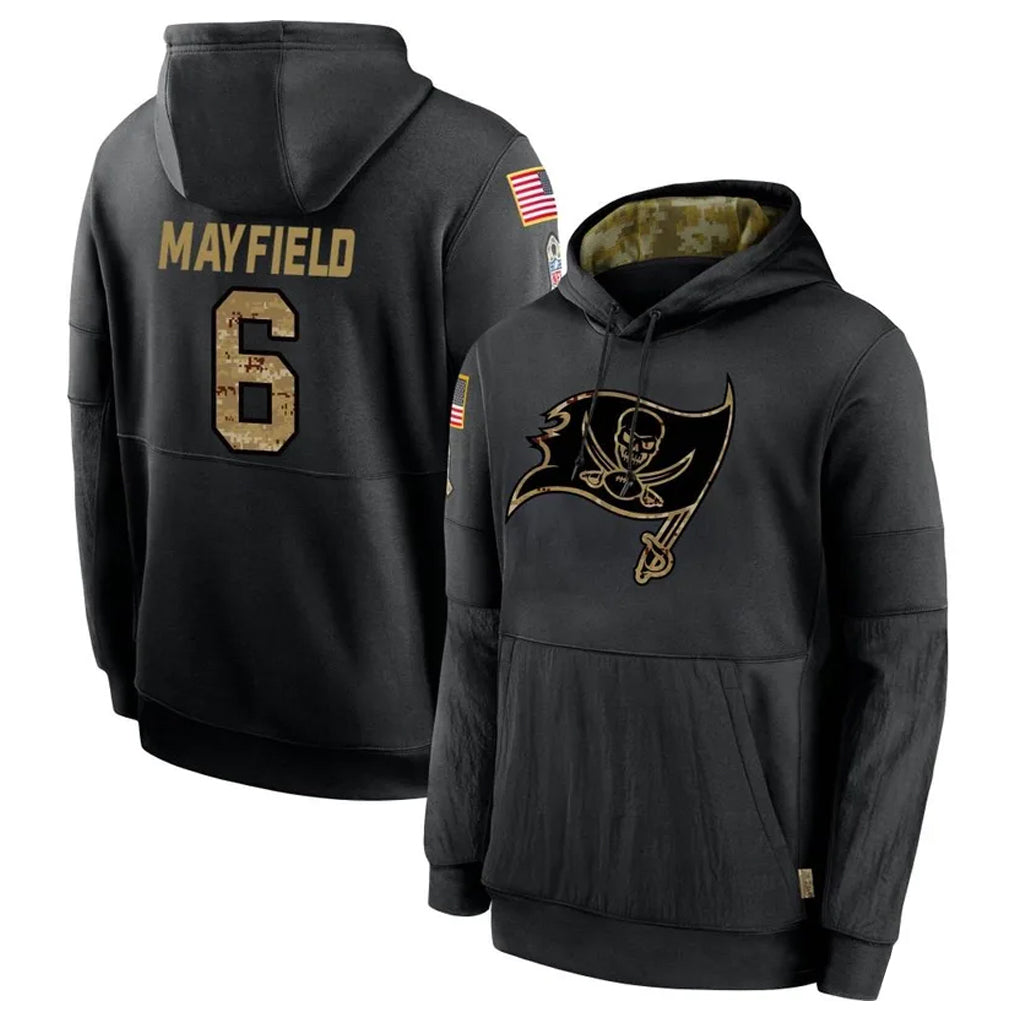 Elroe TB.Buccaneers #6 Baker Mayfield Player Black Salute to Service Hoodies Stitched Jerseys