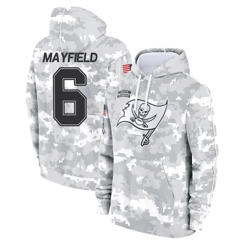 Elroe TB.Buccaneers #6 Baker Mayfield Player Salute to Service Hoodies & T-Shirts Stitched Jerseys