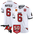 Elroe TB.Buccaneers #6 Baker Mayfield Player White 50th Season Vapor Limited Home Game Stitched Jerseys