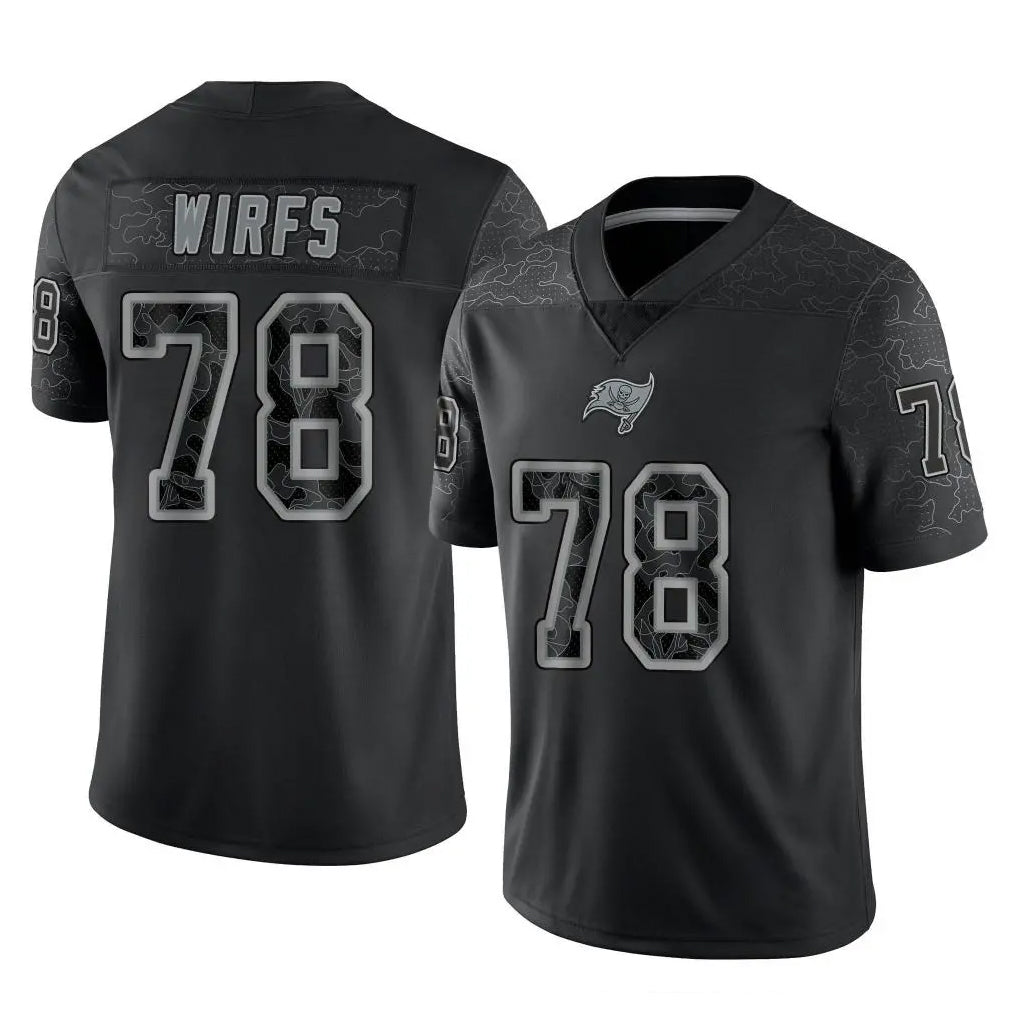 Elroe TB.Buccaneers #78 Tristan Wirfs Player Black Reflective Limited Home Game Stitched Jerseys