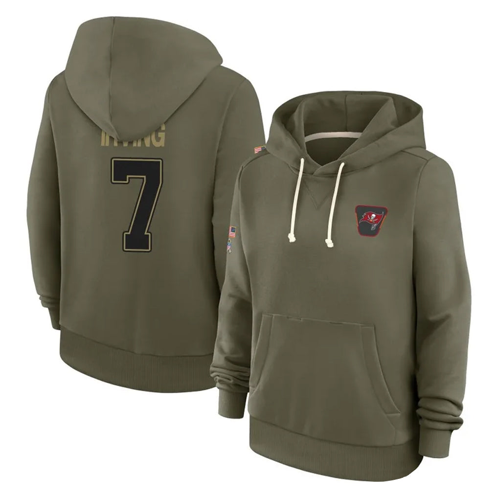 Elroe TB.Buccaneers #7 Bucky Irving Player Olive Salute To Service Hoodies Stitched Jerseys
