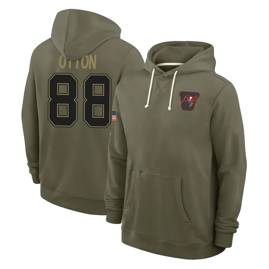 Elroe TB.Buccaneers #88 Cade Otton Player Olive Salute to Service Pullover Hoodies Limited Stitched Jerseys
