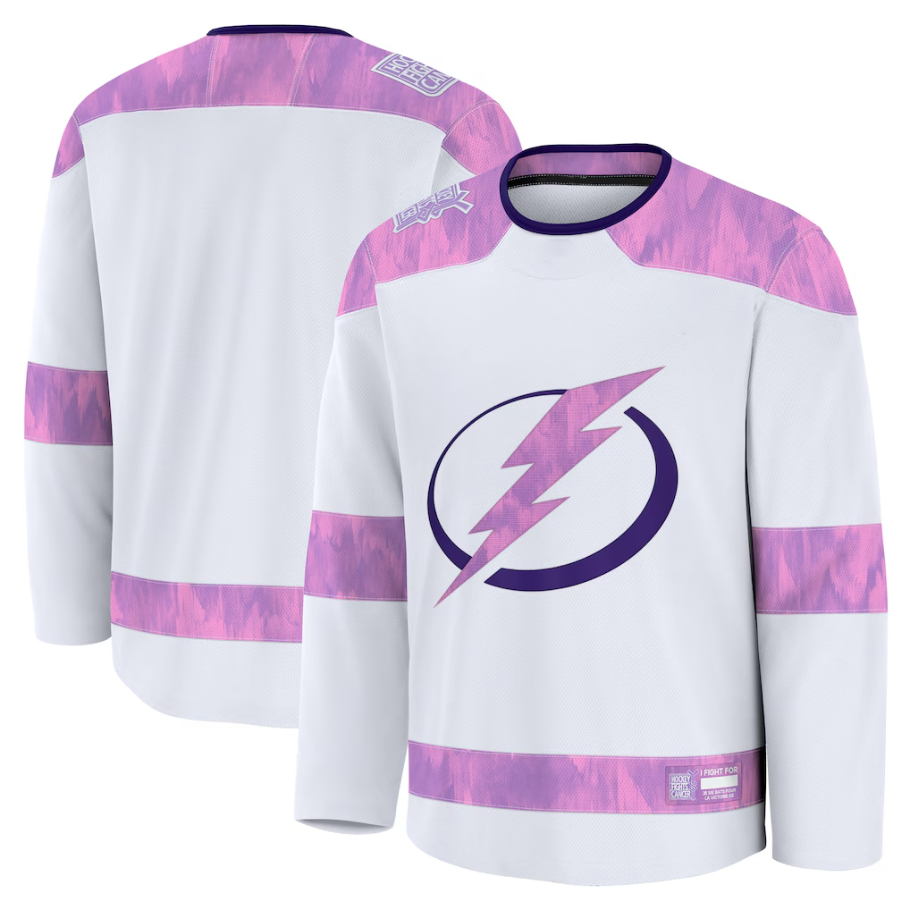 Elroe TB.Lightning White 2024 Hockey Fights Cancer Practice Jerseys