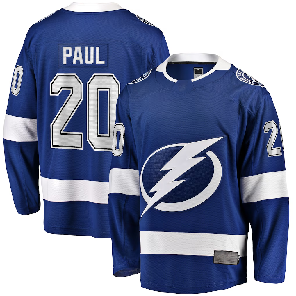 Elroe TB.Lightning #20 Nicholas Paul Blue Home Breakaway Player Jerseys