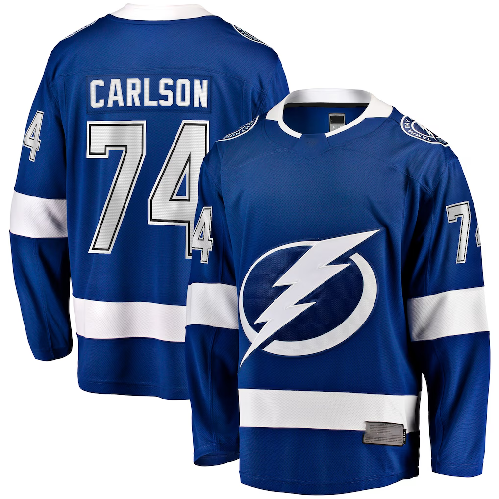 Elroe TB.Lightning #74 John Carlson Blue Home Breakaway Jerseys