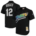 Elroe TB.Rays #12 Wade Boggs Player Black Mitchell & Ness Cooperstown Replica Stitched Jerseys