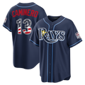 Elroe TB.Rays #13 Junior Caminero Navy USA 250 Fourth of July Road Stadium Jersey
