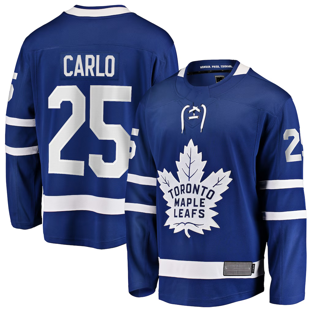 Elroe T.Maple Leafs #25 Brandon Carlo Blue Home Breakaway Jerseys