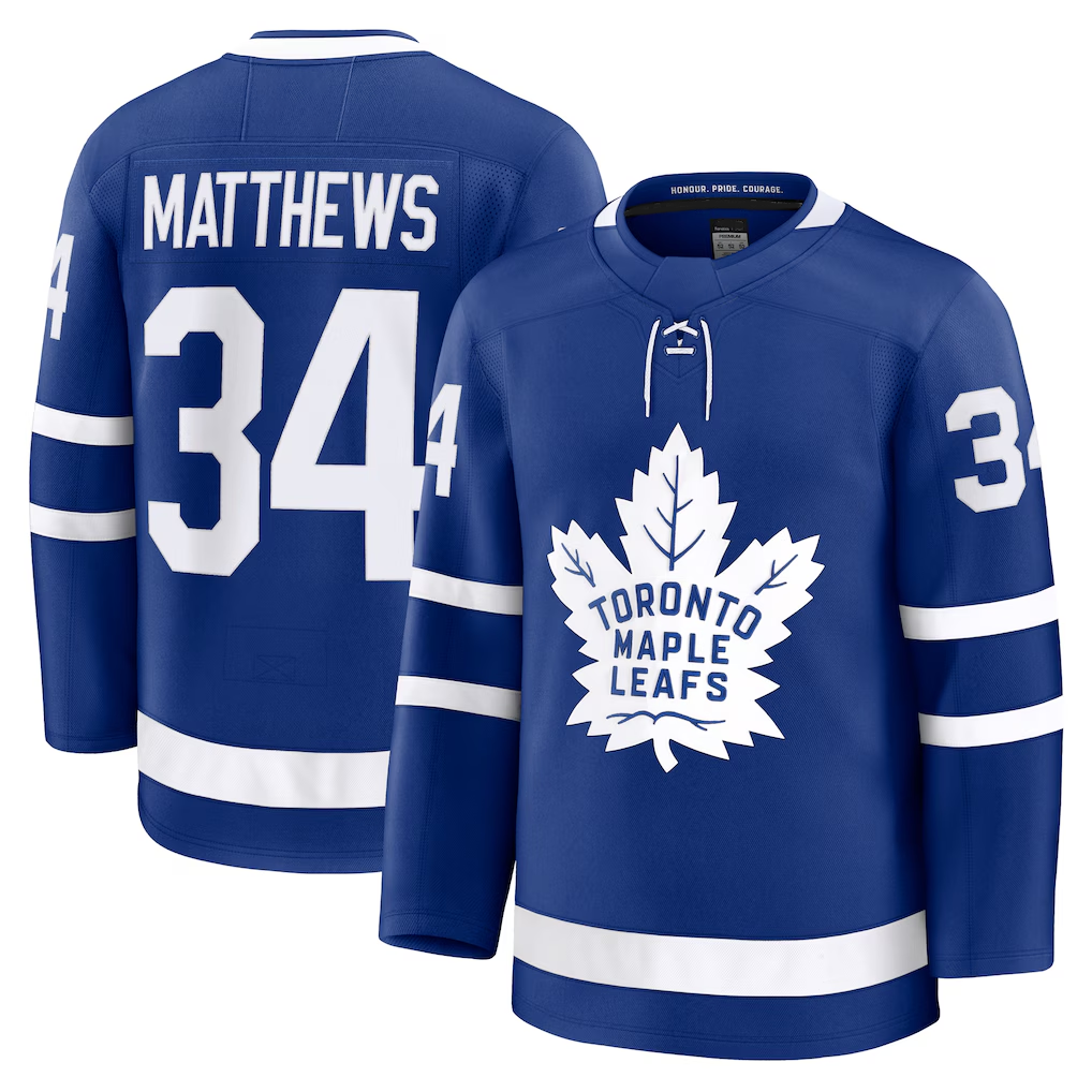 Elroe T.Maple Leafs #34 Auston Matthews Blue Home Premium Jerseys