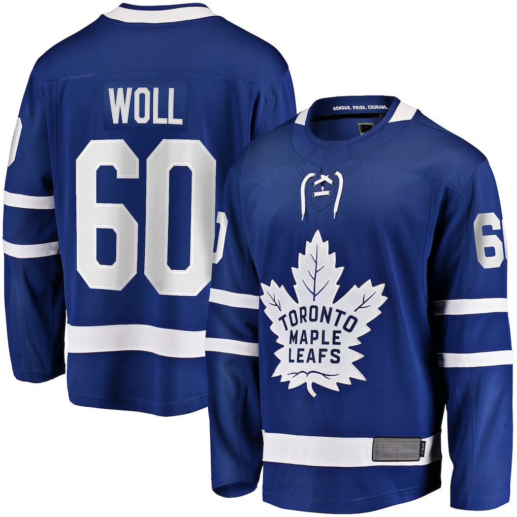 Elroe T.Maple Leafs #60 Joseph Woll Blue Home Premier Breakaway Player Jerseys