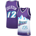 Elroe U.Jazz #12 John Stockton Mitchell & Ness Purple Hardwood Classics Swingman Jerseys