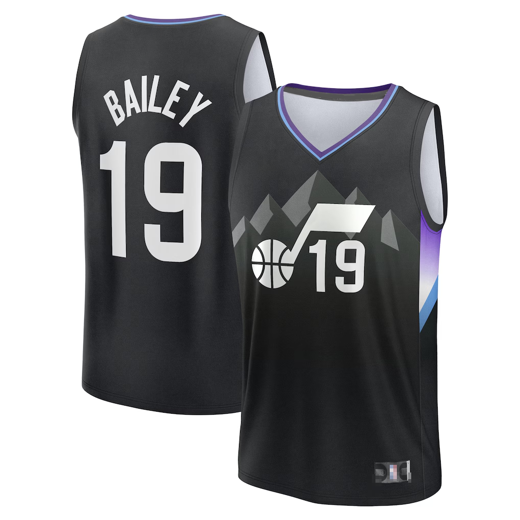 Elroe U.Jazz #19 Ace Bailey Fanatics Black 2025 Draft First Round Pick Fast Break Replica Jerseys - Statement Edition