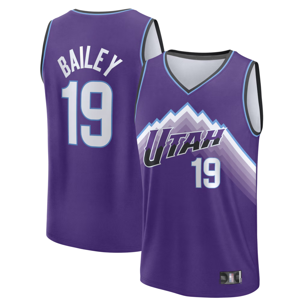 Elroe U.Jazz #19 Ace Bailey Fanatics Purple Fast Break Replica Jerseys - Icon Edition