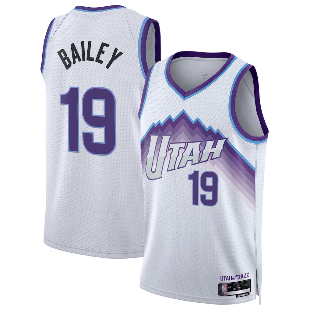 Elroe U.Jazz #19 Ace Bailey White Swingman Jerseys- Association Edition