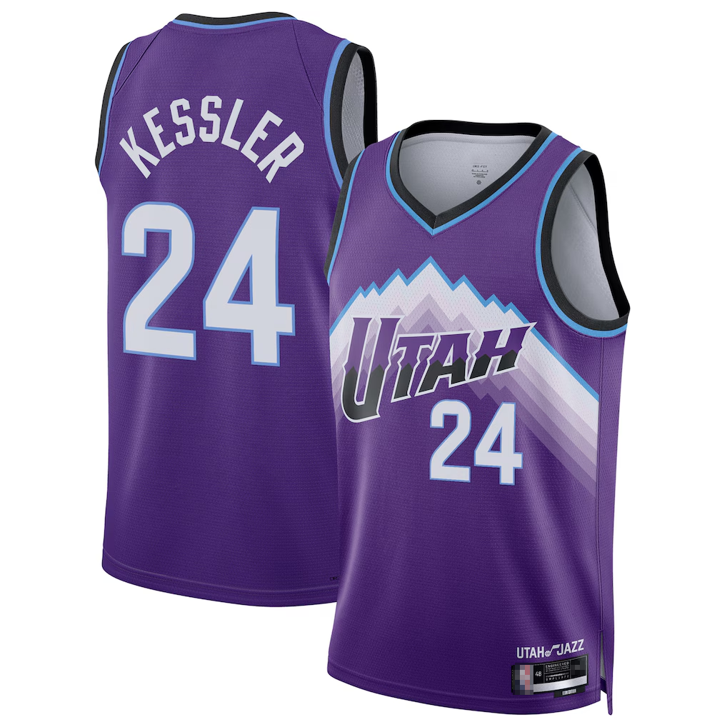 Elroe U.Jazz #24 Walker Kessler Purple Swingman Jerseys- Icon Edition