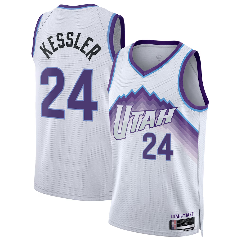 Elroe U.Jazz #24 Walker Kessler White Swingman Jerseys - Association Editio