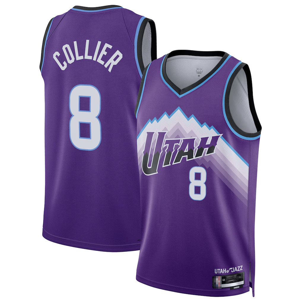 Elroe U.Jazz #8 Isaiah Collier Purple Swingman Jerseys - Icon Edition