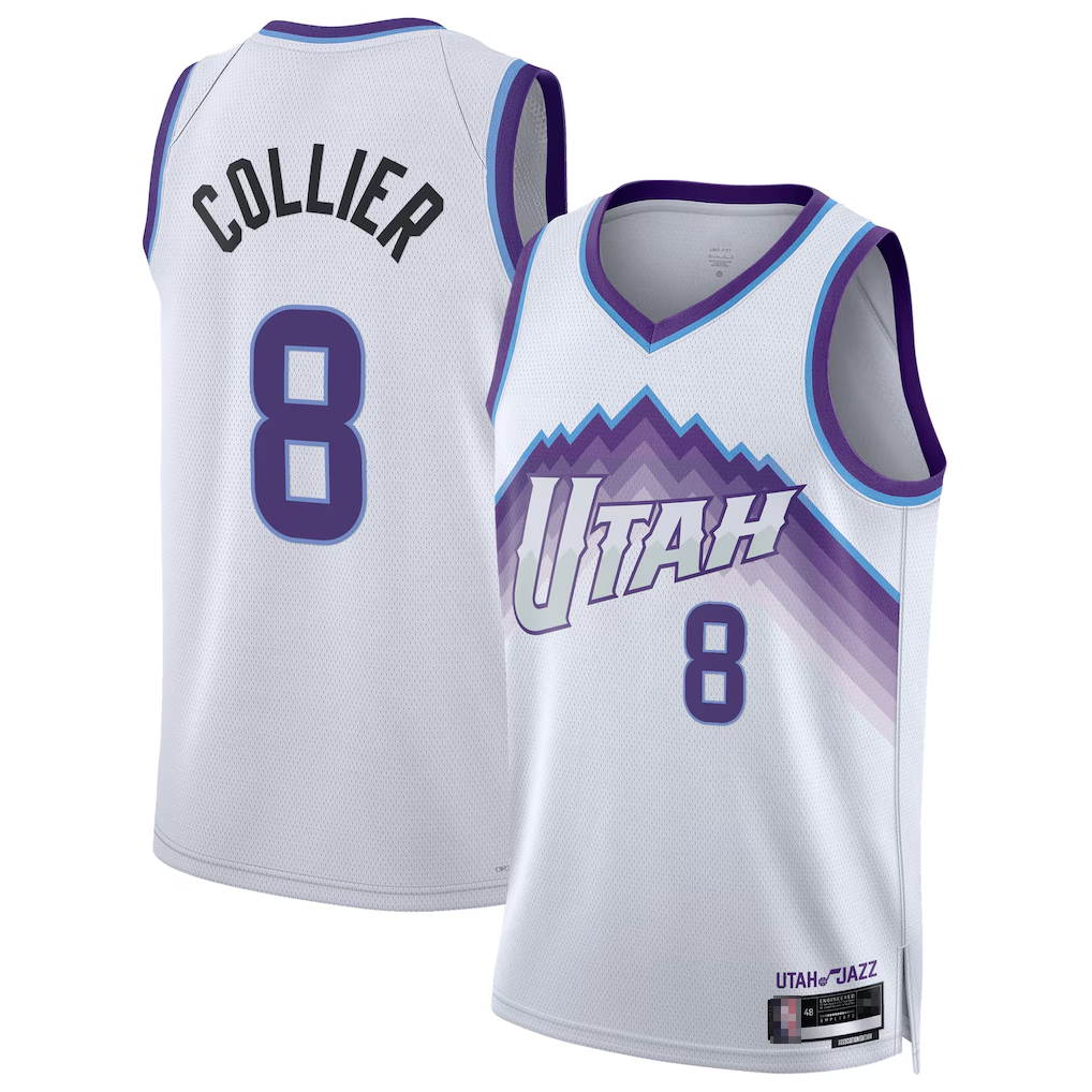 Elroe U.Jazz #8 Isaiah Collier White Swingman Jerseys - Association Edition