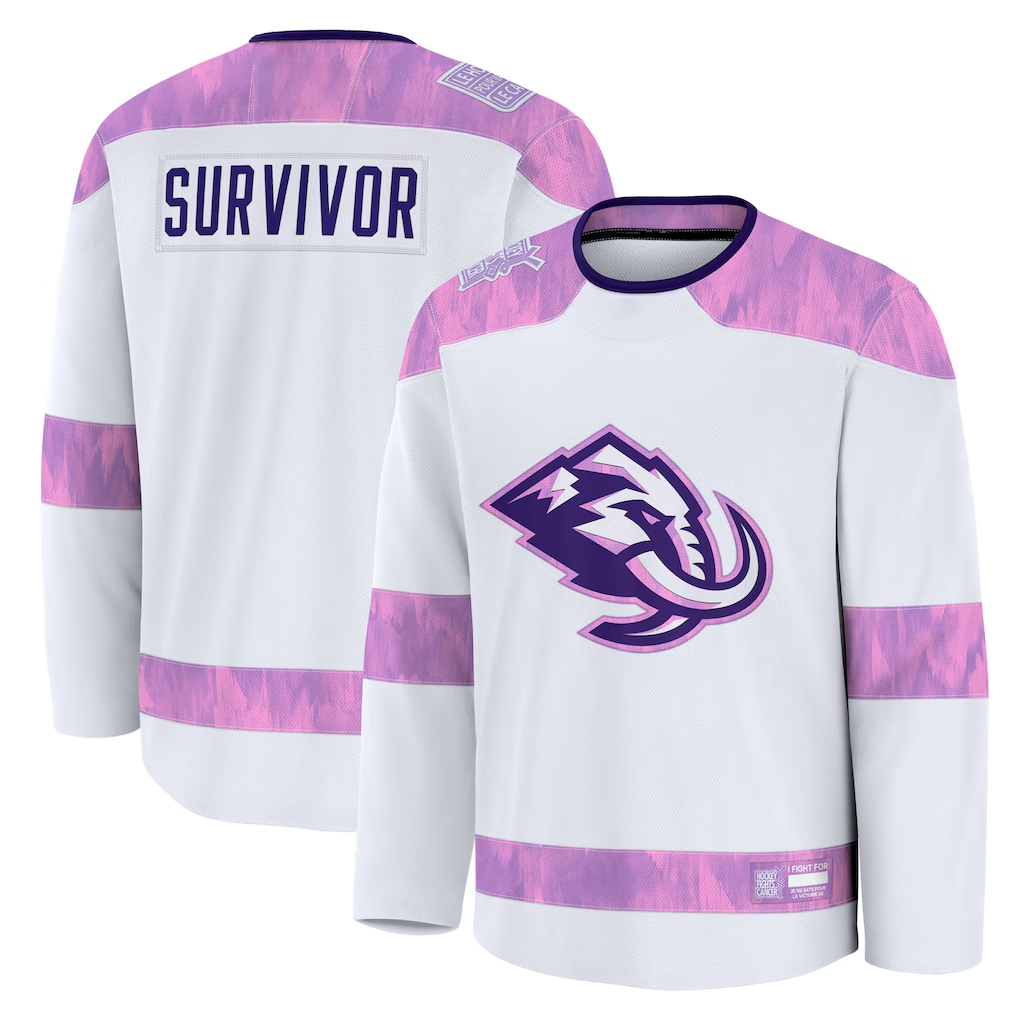 Elroe U.Mammoth White Hockey Fights Cancer Survivor Practice Jerseys