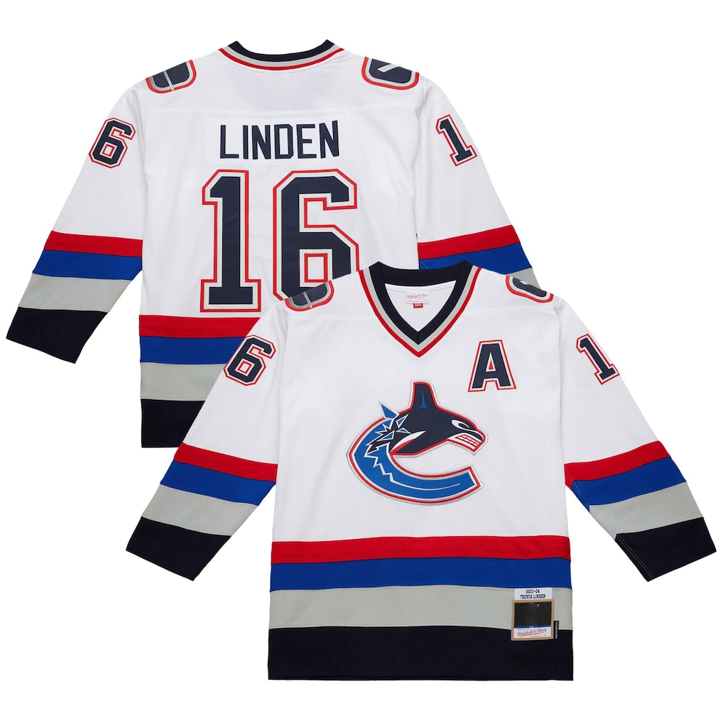 Elroe V.Canucks #16 Trevor Linden White 2003-04 Power Play Jerseys