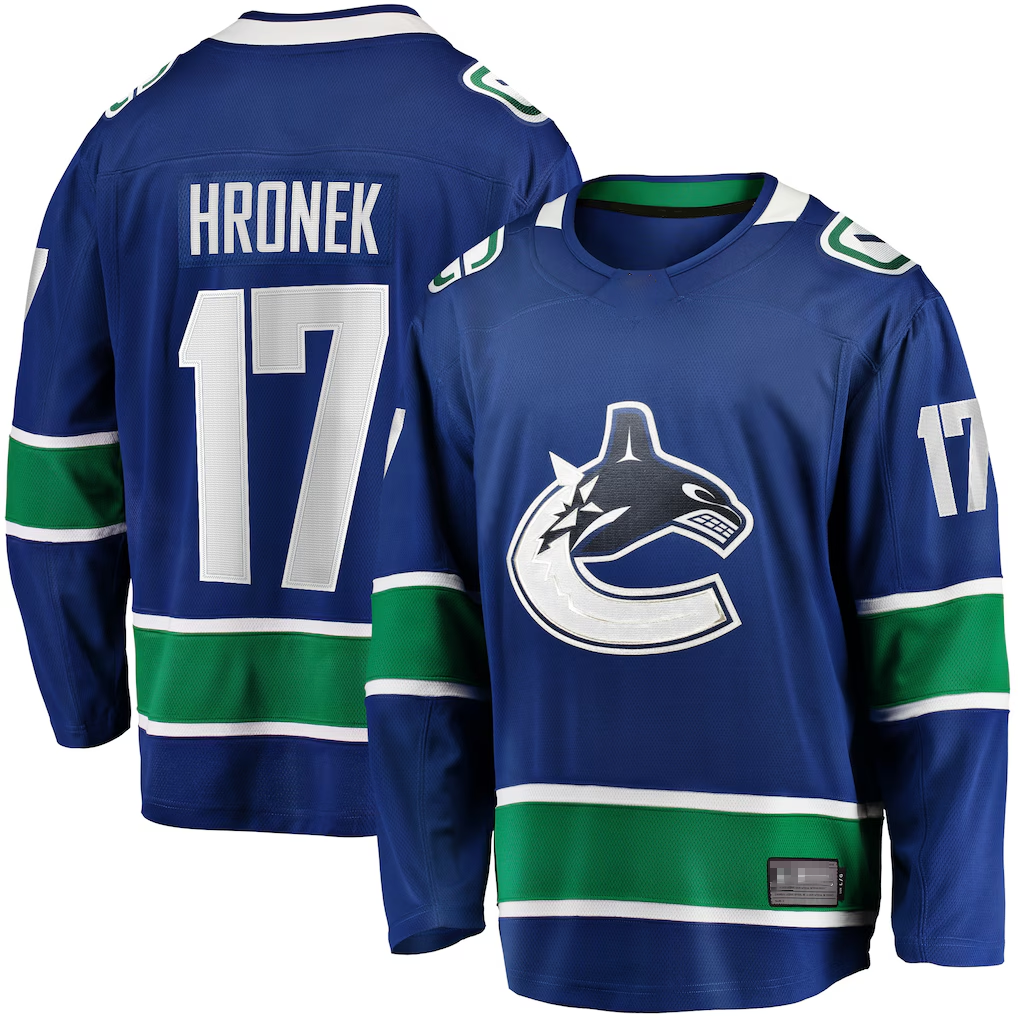 Elroe V.Canucks #17 Filip Hronek Blue Home Breakaway Jerseys