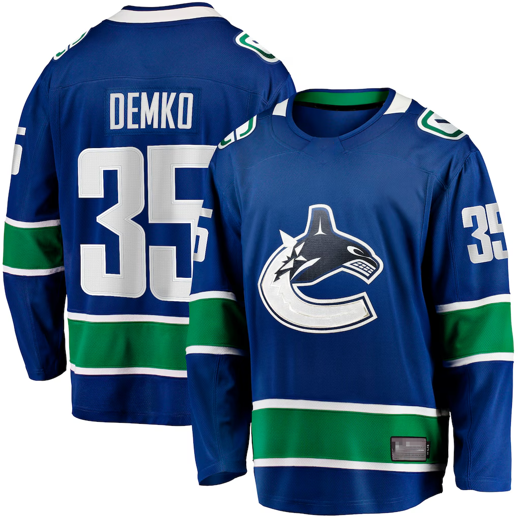 Elroe V.Canucks #35 Thatcher Demko Blue Home Breakaway Jerseys