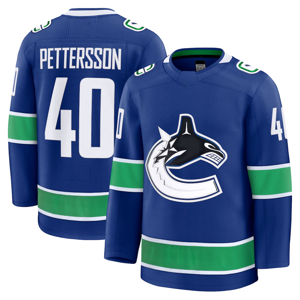 Elroe V.Canucks #40 Elias Pettersson Blue Home Premium Jerseys