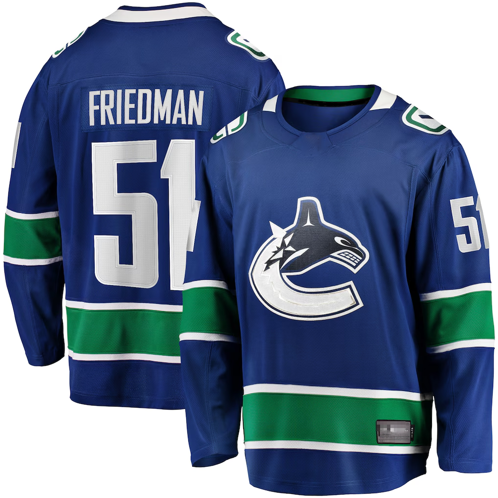 Elroe V.Canucks #51 Mark Friedman Blue Home Premier Breakaway Player Jerseys