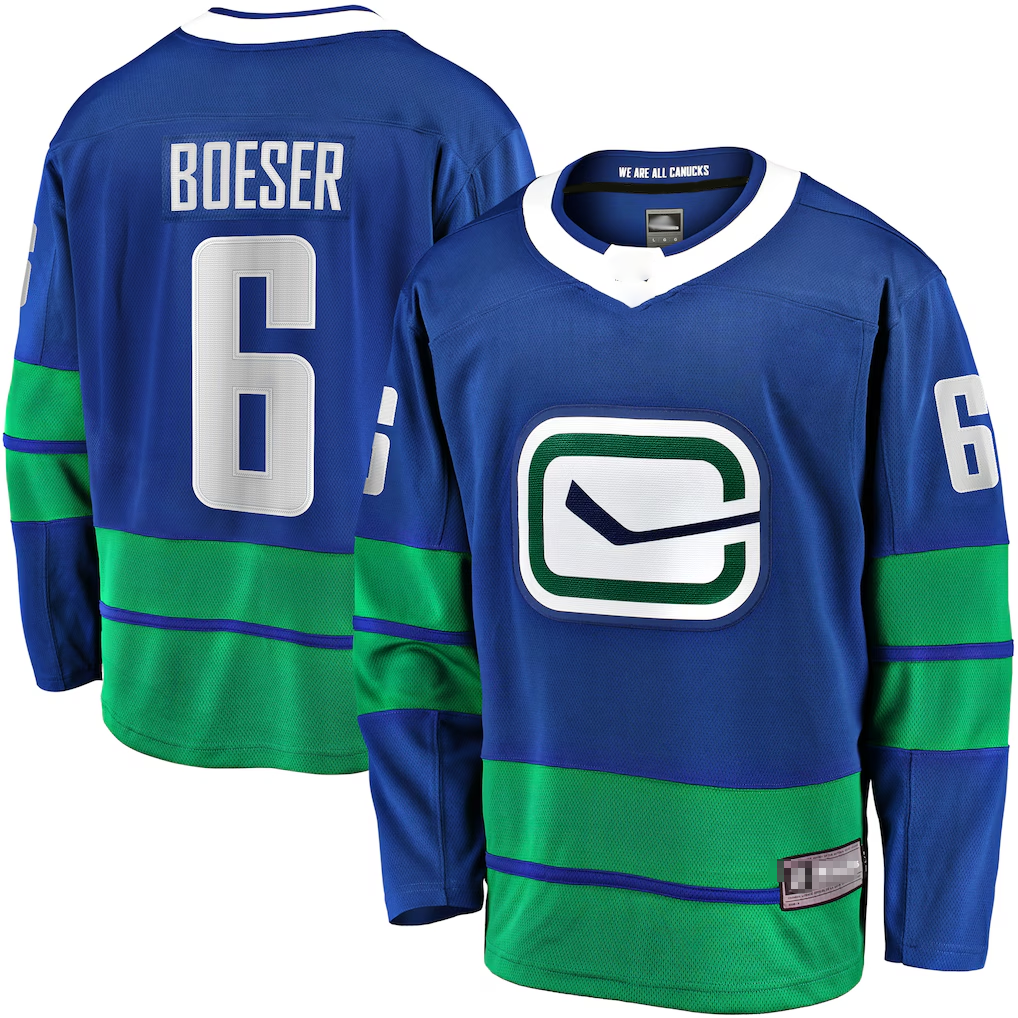 Elroe V.Canucks #6 Brock Boeser Blue Breakaway Jerseys