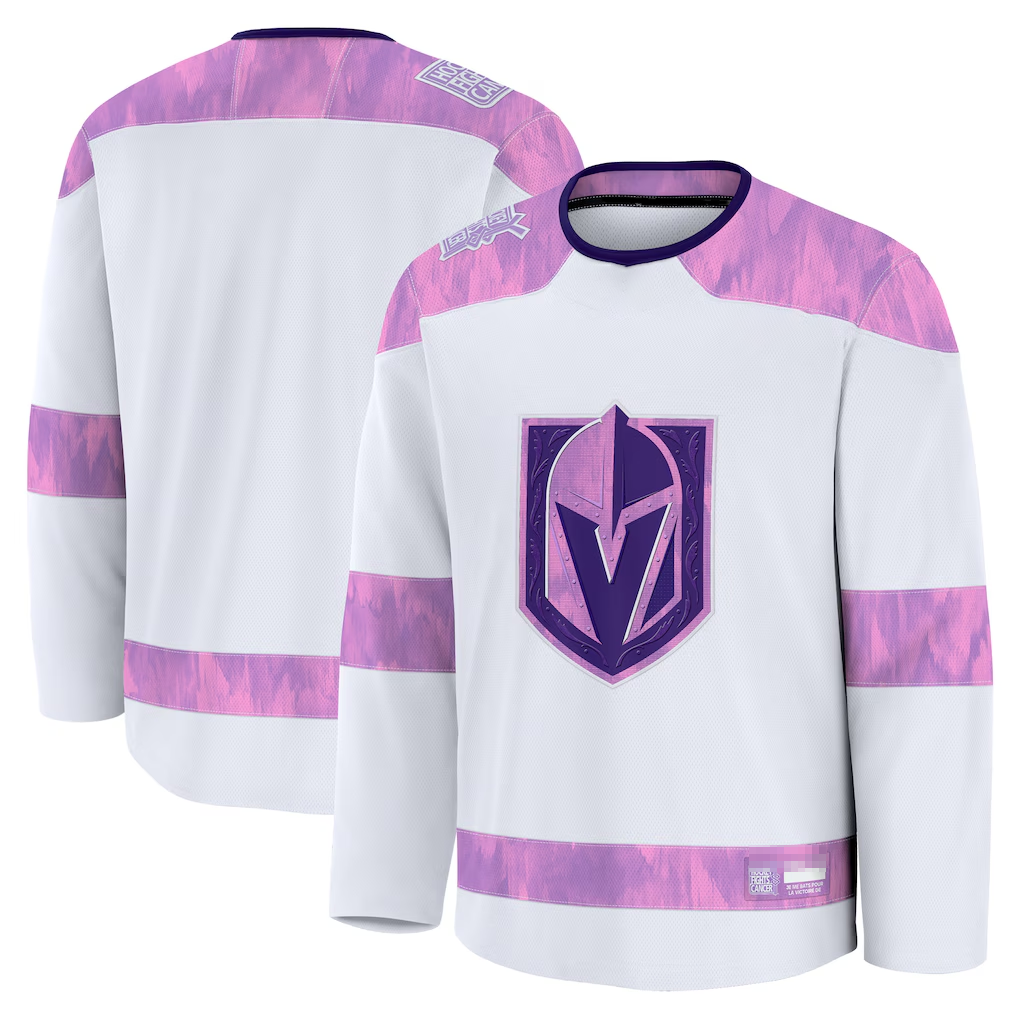 Elroe V.Golden Knights White 2024 Hockey Fights Cancer Practice Jerseys